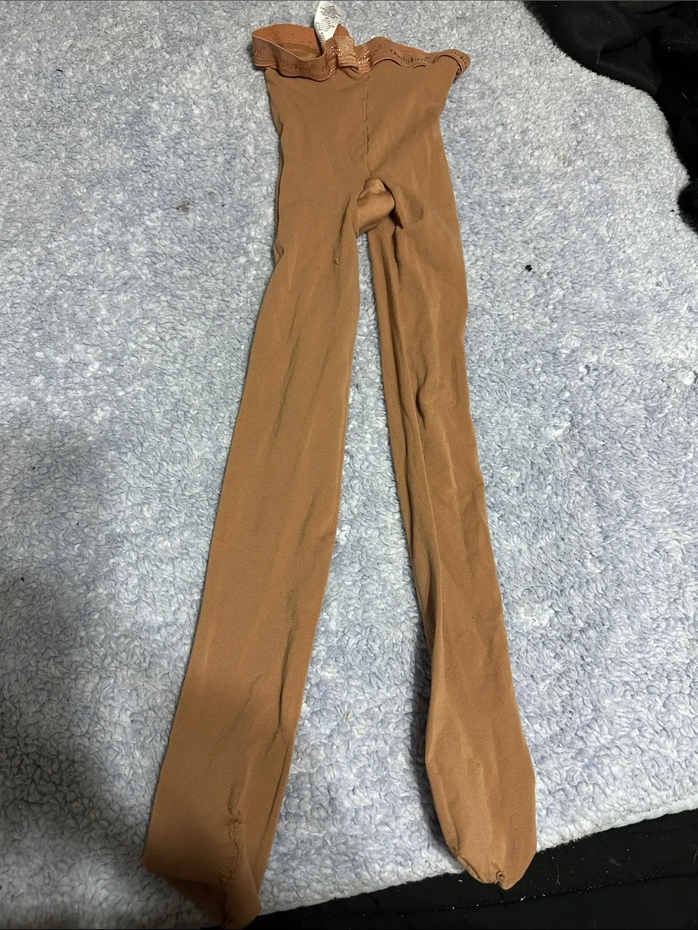 Sheer Brown Ballet Footed Tights with Scalloped Waist